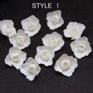 White Roses Flower Beads Polymer clay 0.8"( 2cm), Floral beads making jewelry,