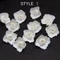 White Roses Flower Beads Polymer clay 0.8"( 2cm), Floral beads making jewelry,