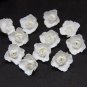 White Roses Flower Beads Polymer clay 0.8"( 2cm), Floral beads making jewelry,