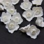 White Roses Flower Beads Polymer clay 0.8"( 2cm), Floral beads making jewelry,