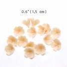 Beige Flower Beads Polymer Clay, Small  Floral Beads 0.6"(15 mm), Flower Jewelry Making