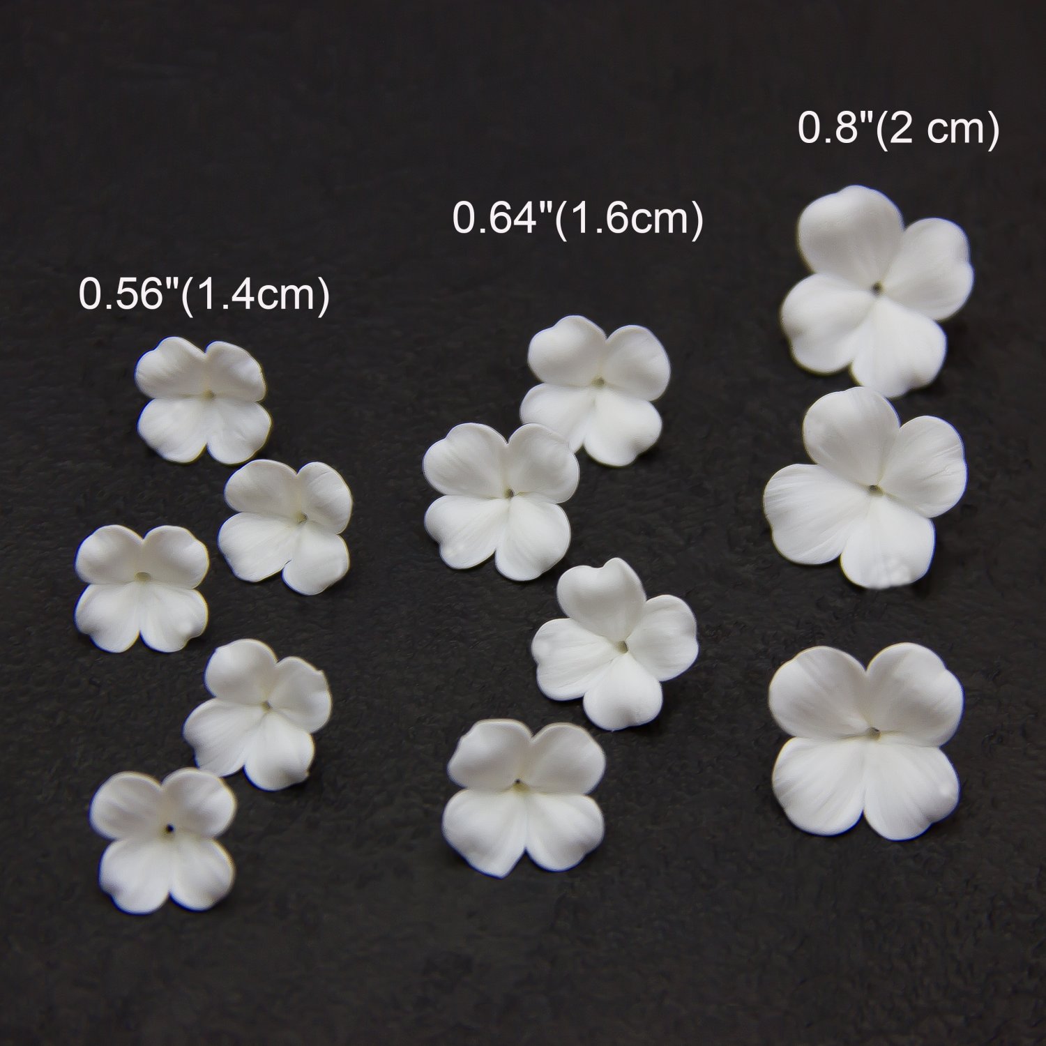 White Flower Beads Polymer clay  14-20 mm, Floral beads making jewelry,