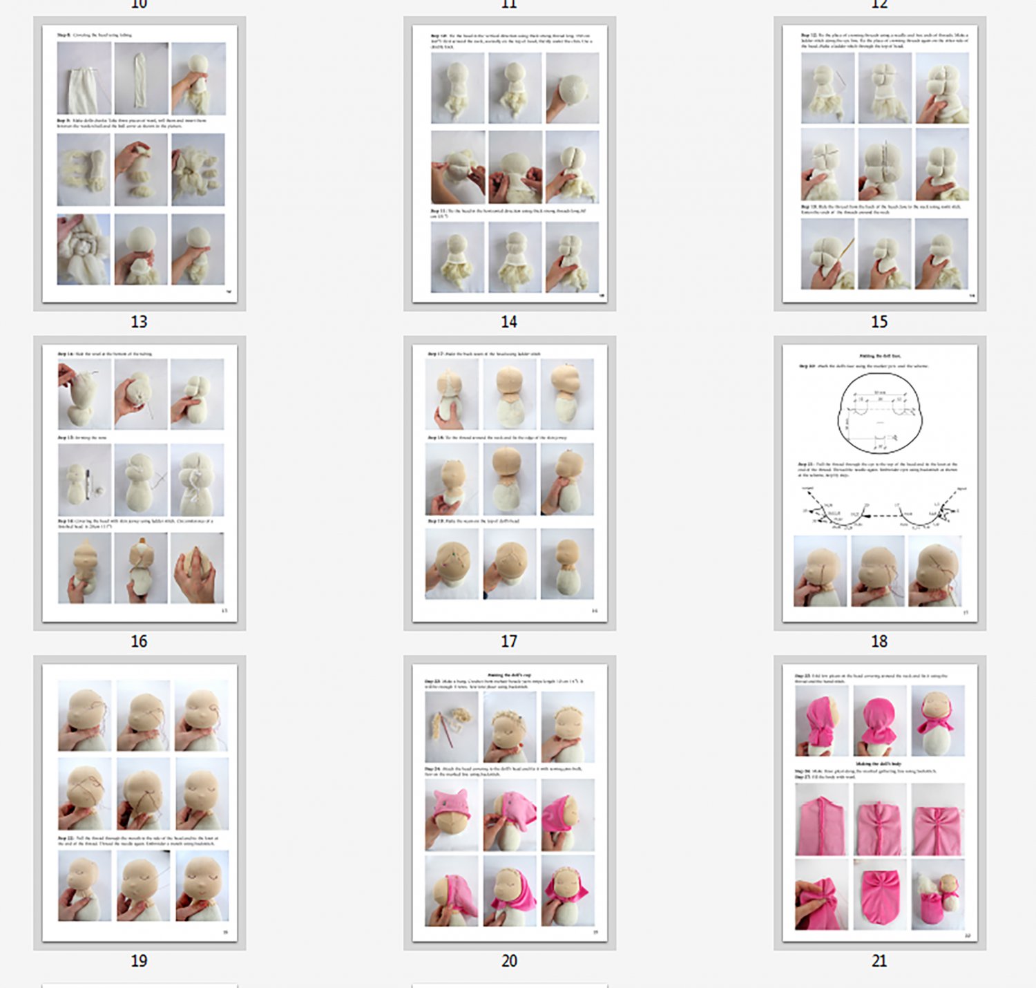 DIY Waldorf swaddle sleeping doll 11 inch (27 cm) tall. PDF sewing