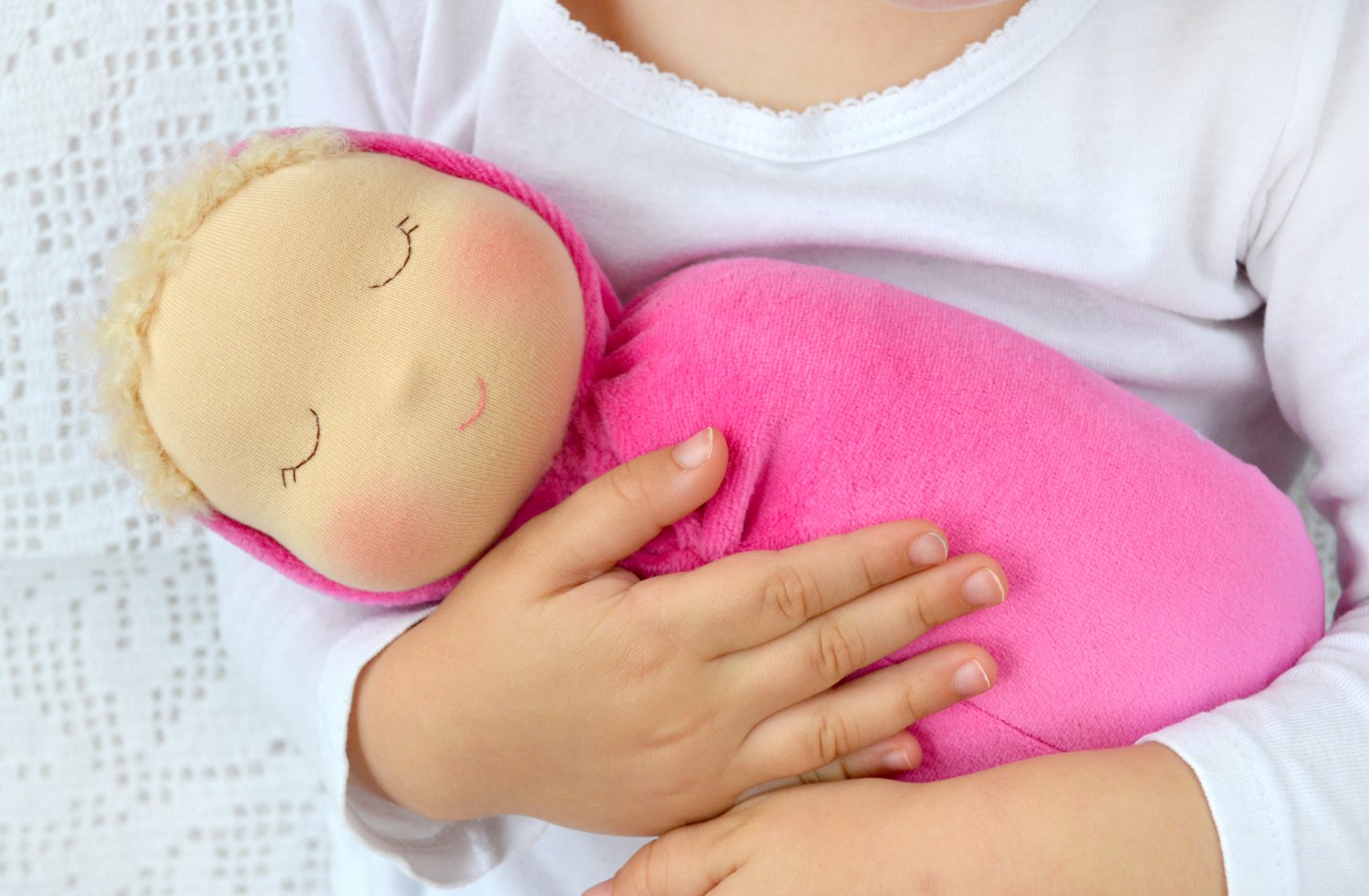 DIY Waldorf swaddle sleeping doll 11 inch (27 cm) tall. PDF sewing