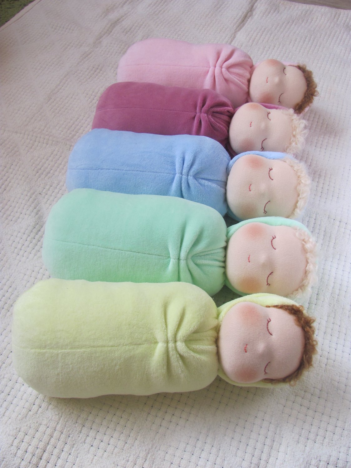 DIY Waldorf swaddle sleeping doll 11 inch (27 cm) tall. PDF sewing