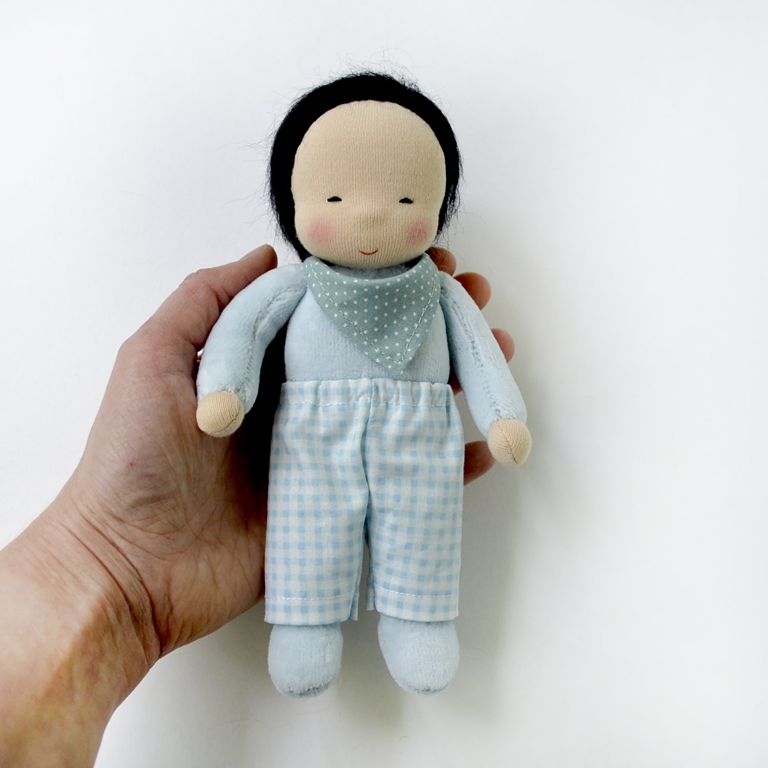Waldorf doll 7 inch (18 cm) tall. Pocket doll-Steiner doll-cloth doll