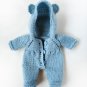 DIY Knitted hooded jumpsuit for 7 inch/18 cm Waldorf baby doll. PDF knitting pattern and tutorial.