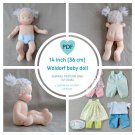 DIY Waldorf Baby doll 14 inch (36 cm) tall. PDF sewing pattern and tutorial.