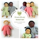 DIY Waldorf cuddly doll 13 inch (33 cm) tall. PDF sewing pattern and tutorial.