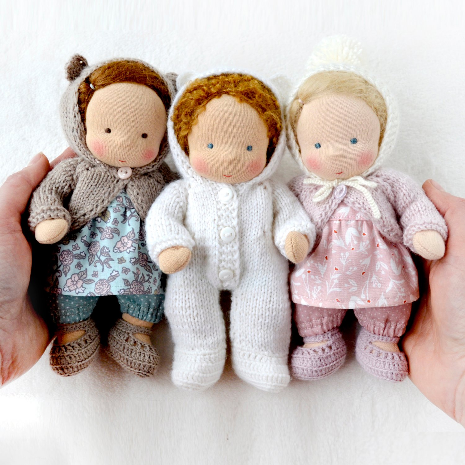 CUSTOM Waldorf doll mini baby 7 inch (18 cm) tall. Natural fiber personalized organic pocket doll