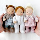 CUSTOM Waldorf doll mini baby 7 inch (18 cm) tall. Natural fiber personalized organic pocket doll