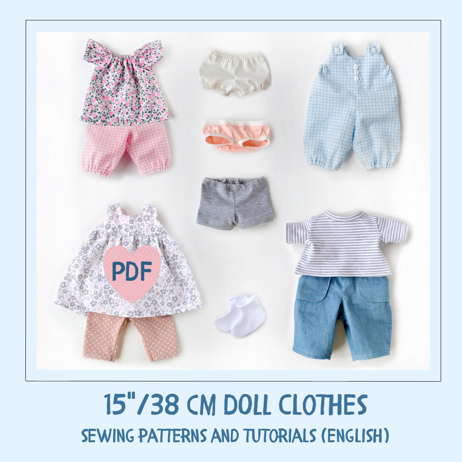 DIY clothes for Waldorf  doll 15 inch (38 cm) tall. PDF sewing patterns and tutorial.