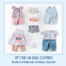 DIY clothes for Waldorf  doll 15 inch (38 cm) tall. PDF sewing patterns and tutorial.