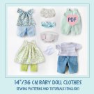 clothes for Waldorf baby doll 14 inch (36 cm) tall. PDF sewing patterns and tutorial.