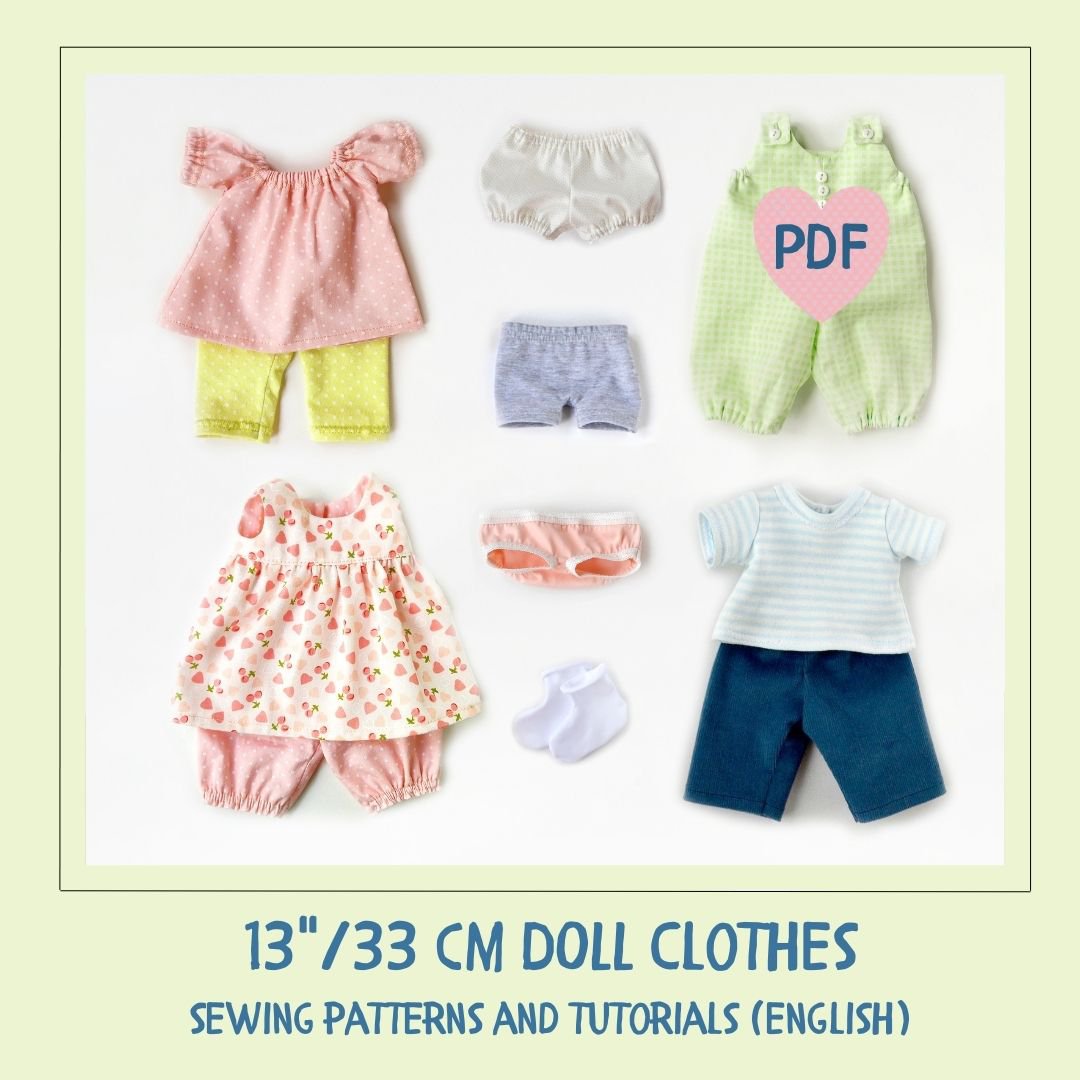 clothes for Waldorf  doll 13 inch (33 cm) tall. PDF sewing patterns and tutorial.
