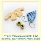 DIY Cardigan, Booties & Hat for a 7 inch (18 cm) Waldorf doll.