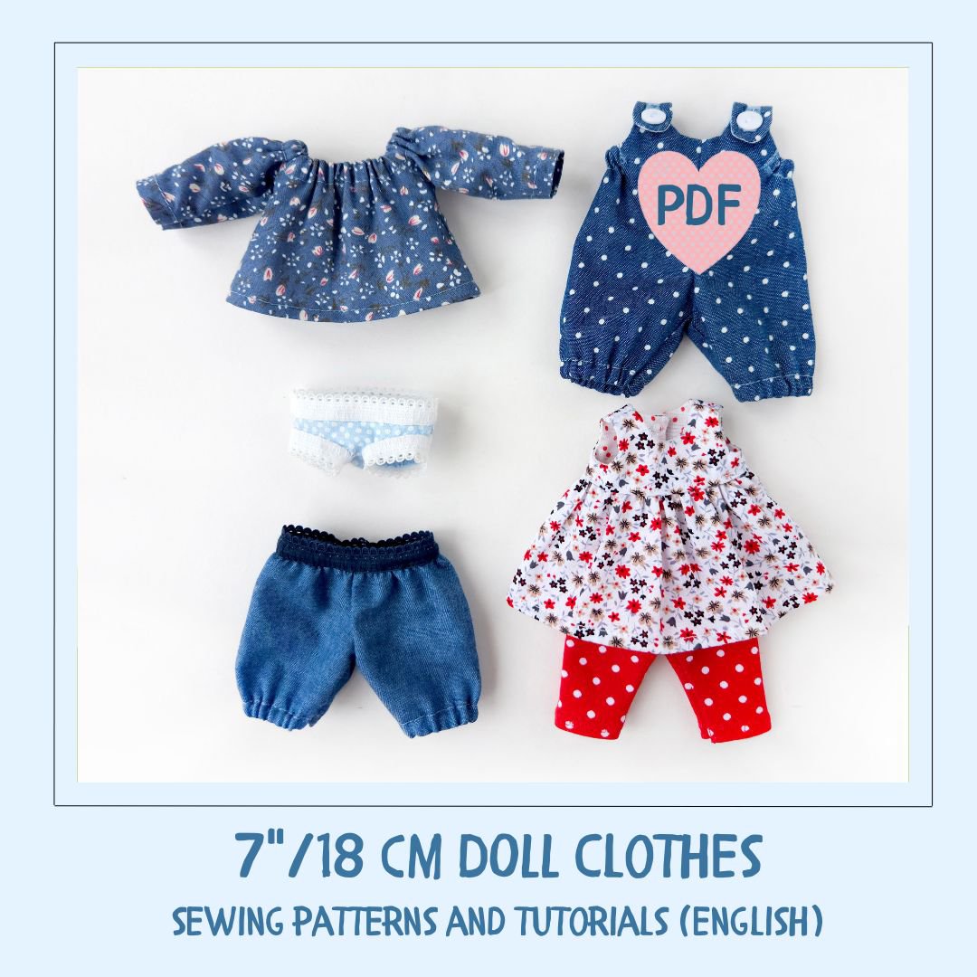 clothes for Waldorf  doll 7 inch (18 cm) tall. PDF sewing patterns and tutorial.