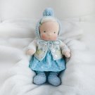 CUSTOM Waldorf doll mini baby 7 inch (18 cm) tall. Natural fiber personalized organic pocket doll