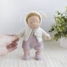 CUSTOM Waldorf doll mini baby 7 inch (18 cm) tall. Natural fiber personalized organic pocket doll