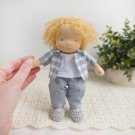 Waldorf doll Boy 7 inch (18 cm) tall. Natural organic Steiner doll
