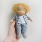 Waldorf doll Boy 7 inch (18 cm) tall. Natural organic Steiner doll