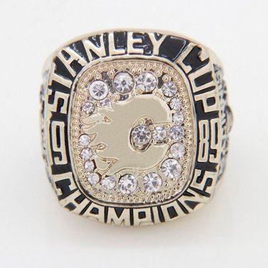 1989 CALGARY FLAMES STANLEY CUP REPLICA ICE HOCKEY CHAMPIONSHIP RING F