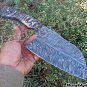 Damascus Steel Knife Custom Handmade - 12 inches feather pattern damascus steel cleaver