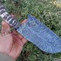 Damascus Steel Knife Custom Handmade - 12 inches feather pattern damascus steel cleaver