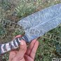 Damascus Steel Knife Custom Handmade - 12 inches feather pattern damascus steel cleaver