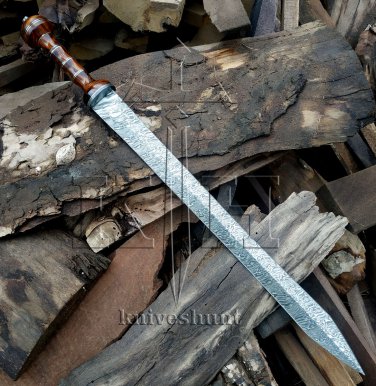 Damascus Steel Knife Custom Handmade - 30.00" inches Damascus Steel Sword