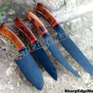 Damascus Steel Knife Custom Handmade - Lot 04 Spring steel Chef knives Blackened blades