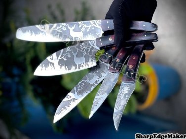 Damascus Steel Knife Custom Handmade - Lot 05 Spring steel Chef knives