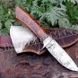 Damascus Steel Knife Custom Handmade - Mosaic pattern Damascus steel skinner knife