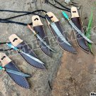 Damascus Steel Knife Custom Handmade - Lot 05 damascus steel neck knives miniatures