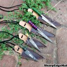 DDamascus Steel Knife Custom Handmade -  Lot 04 damascus steel neck knives miniatures