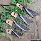 DDamascus Steel Knife Custom Handmade - Lot 04 damascus steel neck knives miniatures
