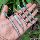 Custom handmade Damascus knives-Lot of 04 Handmade Damascus Steel Miniatures