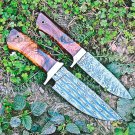 Damascus steel handmade knives - Damascus steel Mosaic pattern hunting knifes