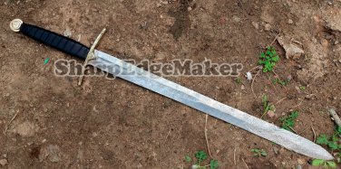 Custom handmade steel knives - 36" Damascus steel fantasy battle ready sword