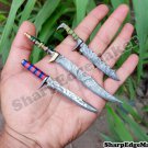 Custom handmade Damascus knives-Lot of 03 Handmade Damascus Steel Miniatures