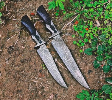 Integral custom handmade Damascus knife/pair of 02 fixed blades/hunting knives