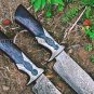 Integral custom handmade Damascus knife/pair of 02 fixed blades/hunting knives