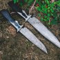 Integral custom handmade Damascus knife/pair of 02 fixed blades/hunting knives