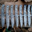 Damascus steel Blank blade knives -Lot 10 Full tang Damascus steel blank blade