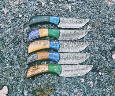Custom handmade Damascus steel knives Lot of 05 Damascus steel Skinner knives