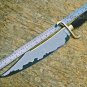 Damascus steel Custom handmade Bowie knife - 21" Hunting Forged blade w/sheath
