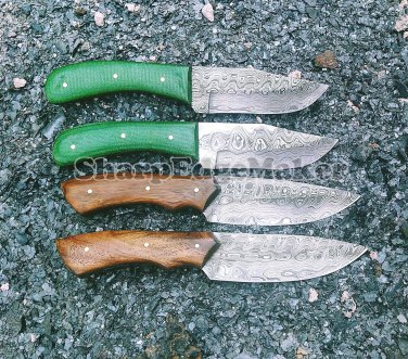 Custom handmade Damascus steel knives Lot of 04 Damascus steel Skinner knives