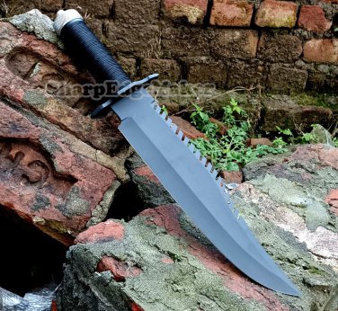 Custom handmade D-2 steel knives 17" D-2 steel Hunting knife blackened blade