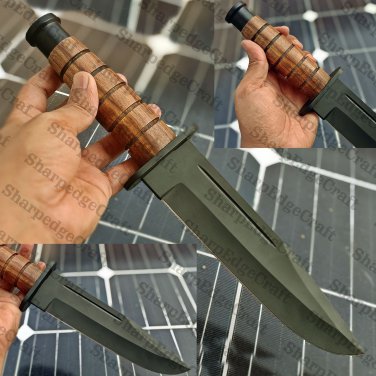 Damascus Steel Knife Custom Handmade - 12.00" inches Blackened blade hunting knife