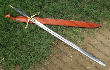 Handmade J2 steel Highland Claymore Black Medieval Swords, Lord of The Rings Replica Sword